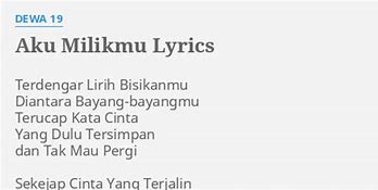 Aku Milikmu Dewa 19 Song Lyrics